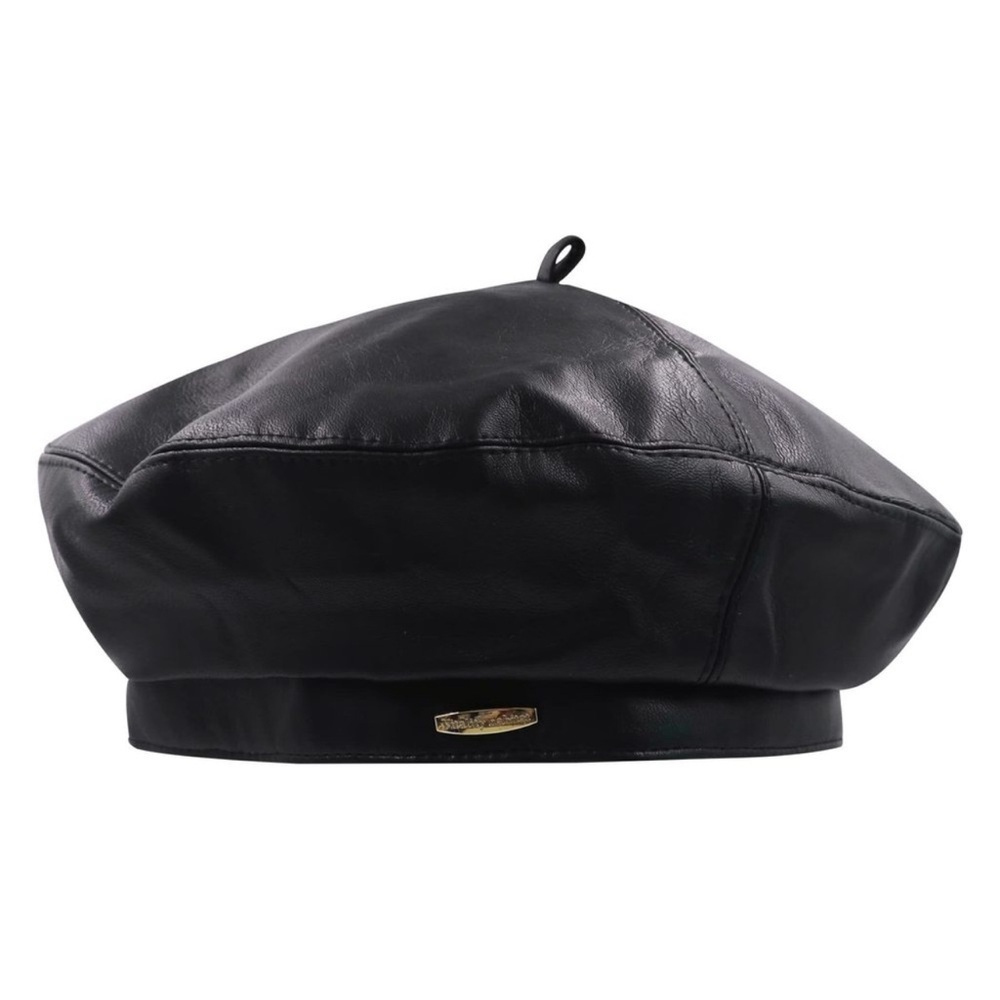 Women French Style Pu Leather Beret Hats Adjustable Solid Color Artist Painter